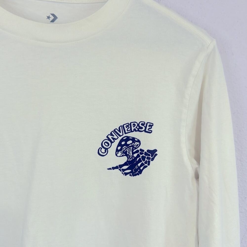 Converse White Long Sleeve Graphics Tee Casual Cotton Size XS - Picture 3 of 6